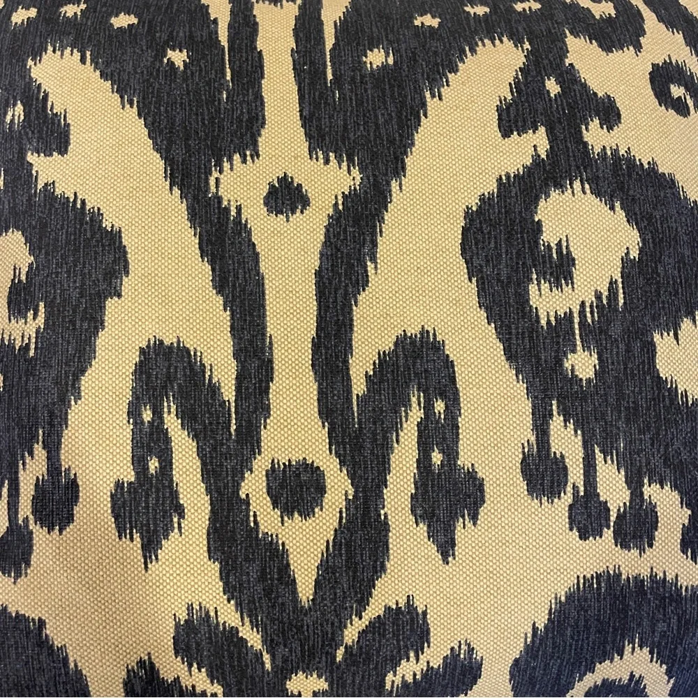 Lacefield Marrakesh Batik Blue Ikat Pillow Jute Eyelash Trim Down Insert